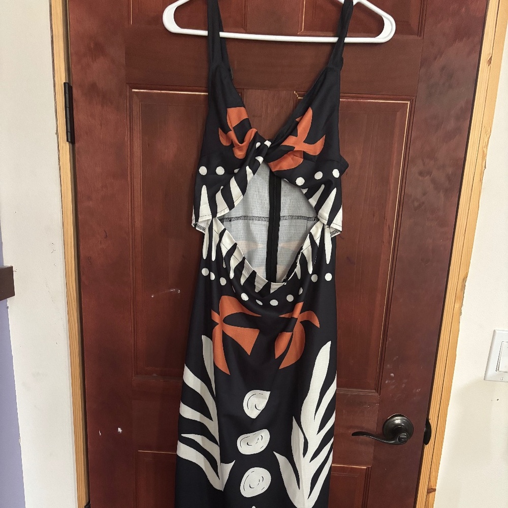 Rotimia Ethnic Print Bandeau Adjustable Strap Long Dress Size M